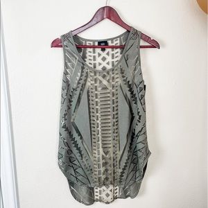 WOMENS - Gray Mossimo Sheer Detailed Tank Top
